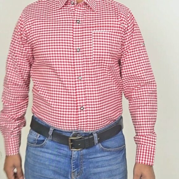 Vintage Bavarian Oktoberfest Button Down Shirt  Checked Summer Men Style - Picture 7 of 11